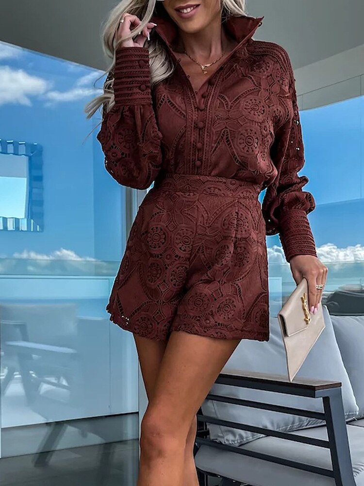 Devina - Långärmad jumpsuit med spets