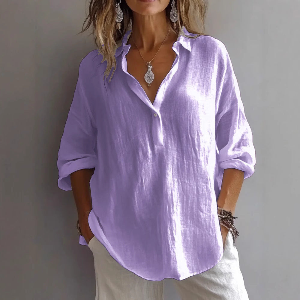 Lena | Luftig Casual Blus I Enfärgad Tidlös Design