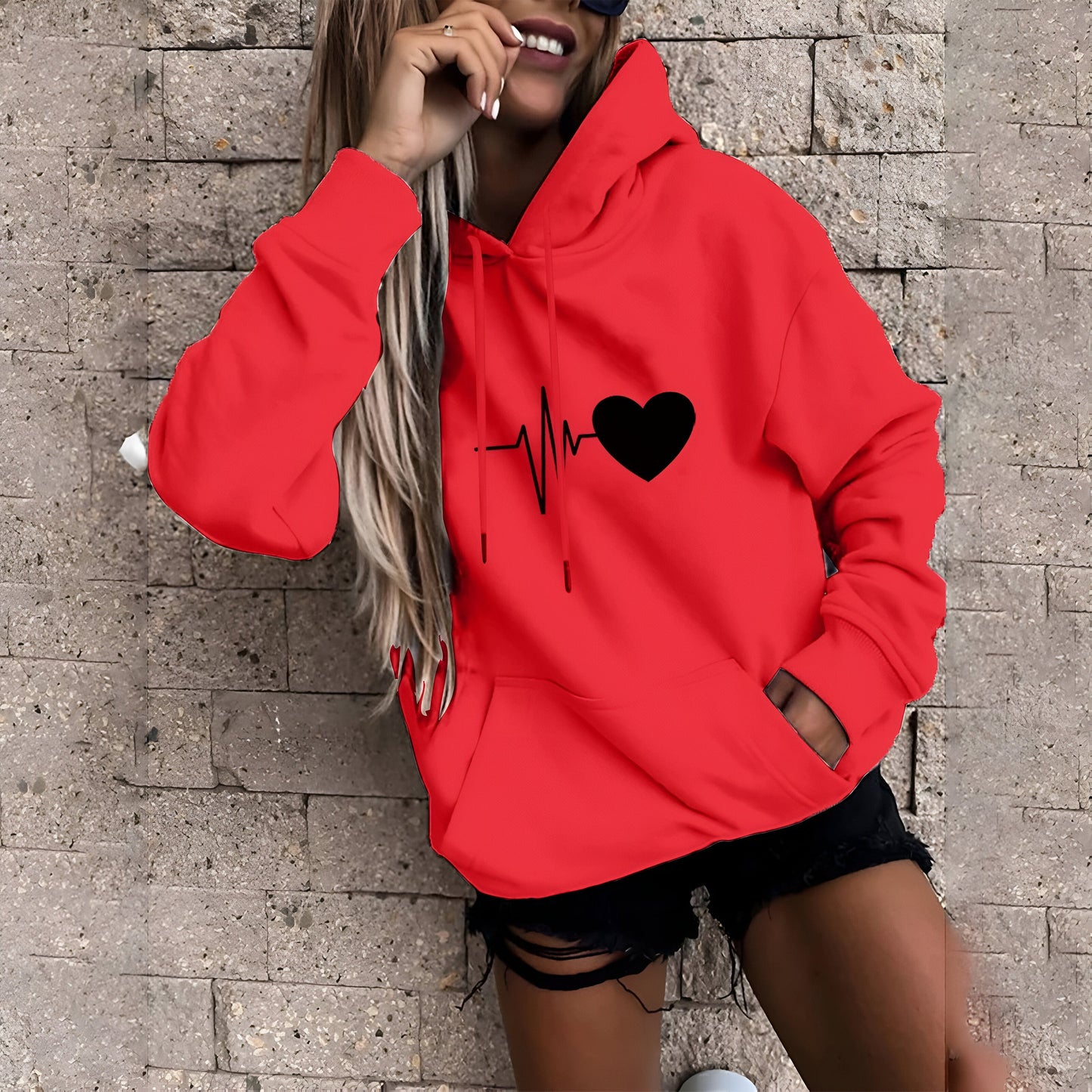 Catherine | Sweatshirt med huvtröja med avslappnat tryck