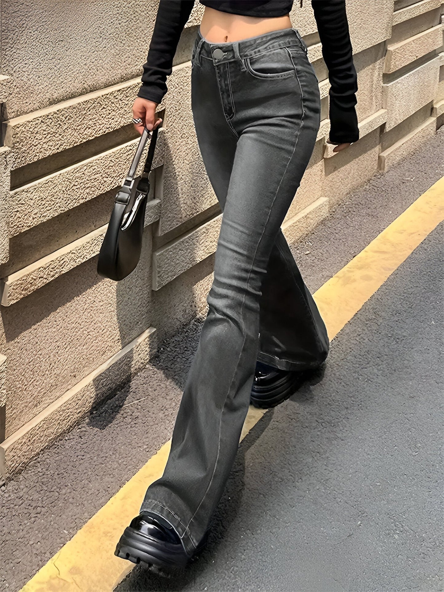 Camila |Flare Stretch Mustache Jeans med hög midja