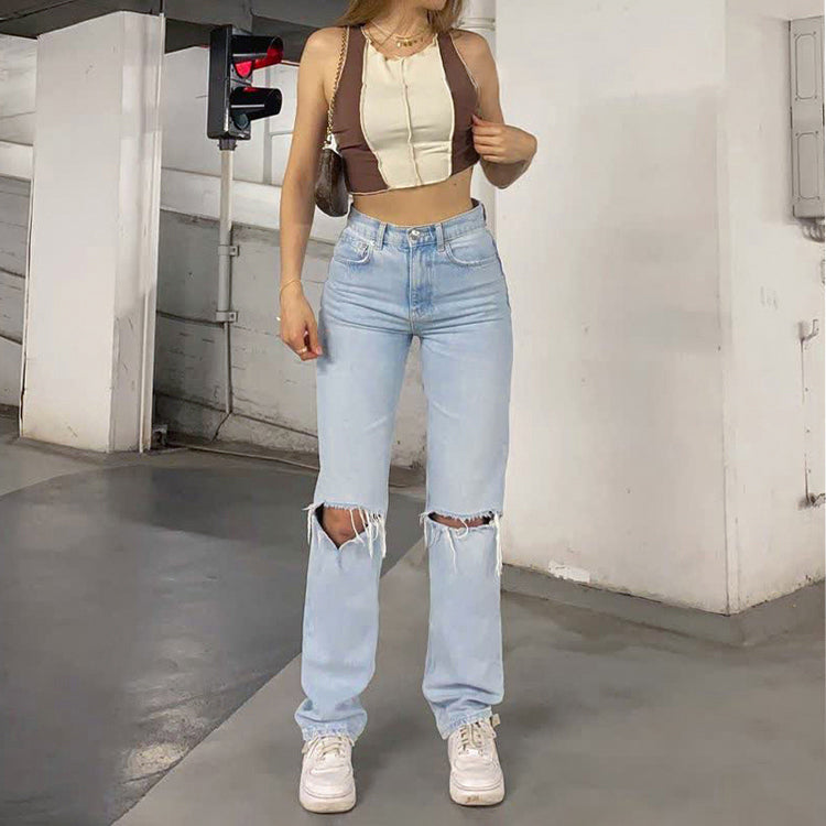 Tara | Baggy Jeans med Hög Midja och Vida Ben
