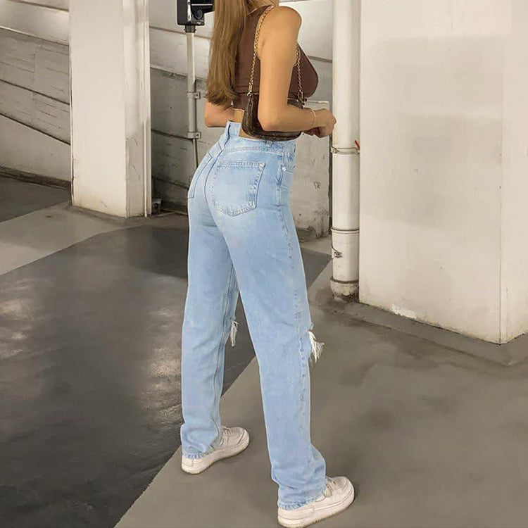 Tara | Baggy Jeans med Hög Midja och Vida Ben