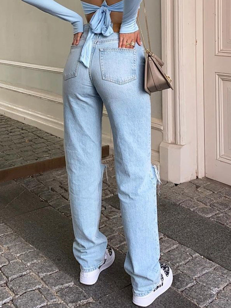 Tara | Baggy Jeans med Hög Midja och Vida Ben