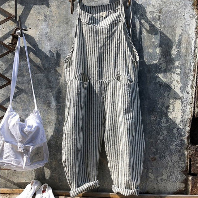 HARPER - Randig baggy jumpsuit i vintage-look