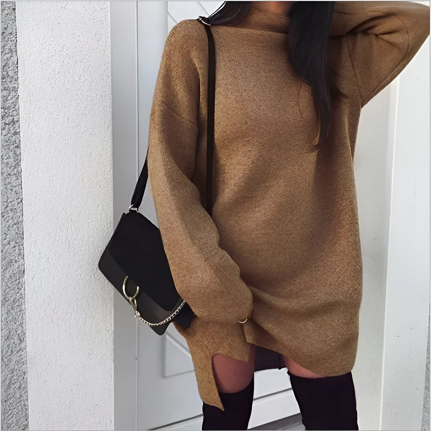 Saskia | 2024 Höstens överdimensionerade turtleneck-klänning