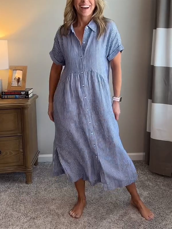 Wilma | Randig Skjortklänning Med Tidlös Elegans