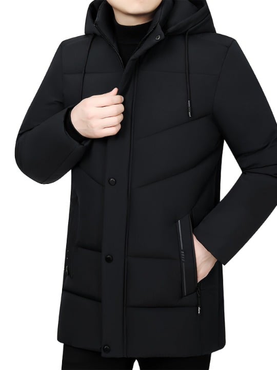 Carter | Enfärgad puffer vinterjacka med huva