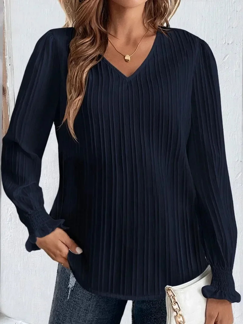 Jessy |Vår och höst plus size T-shirt med V-ringning för kvinnor