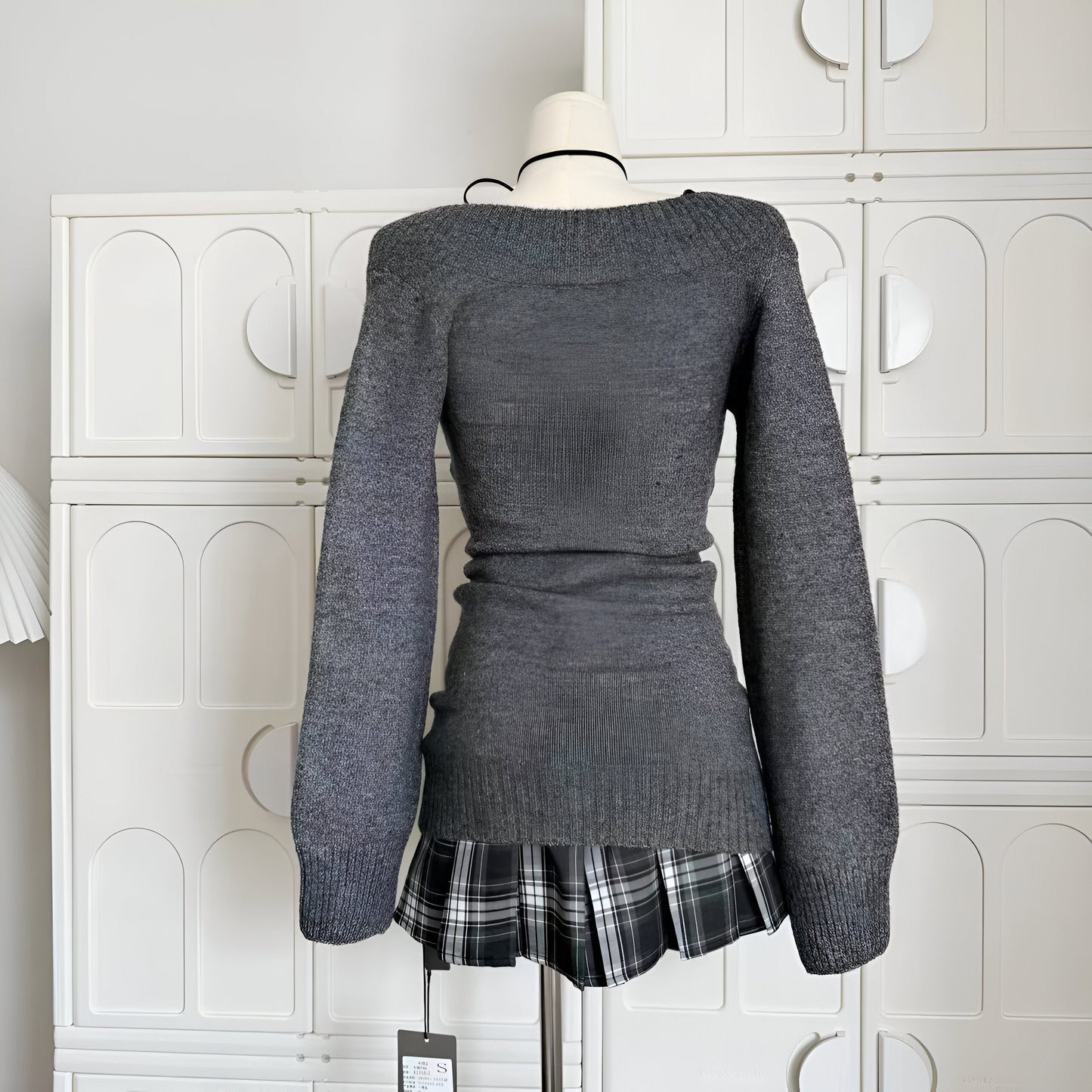 Klementine | Kvinna Gyaru Coquette V-Hals Fransk Vintage Tröja Långärmad