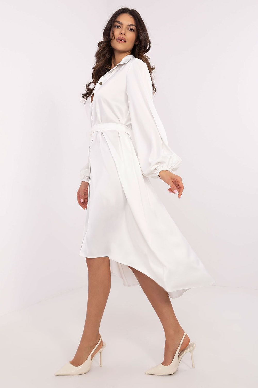 Elegantia | stilren skjortklänning med knytband och asymmetrisk design