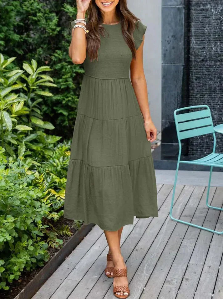 Serena - Kortärmade midiklänningar för kvinnor