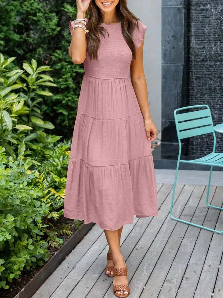 Serena - Kortärmade midiklänningar för kvinnor