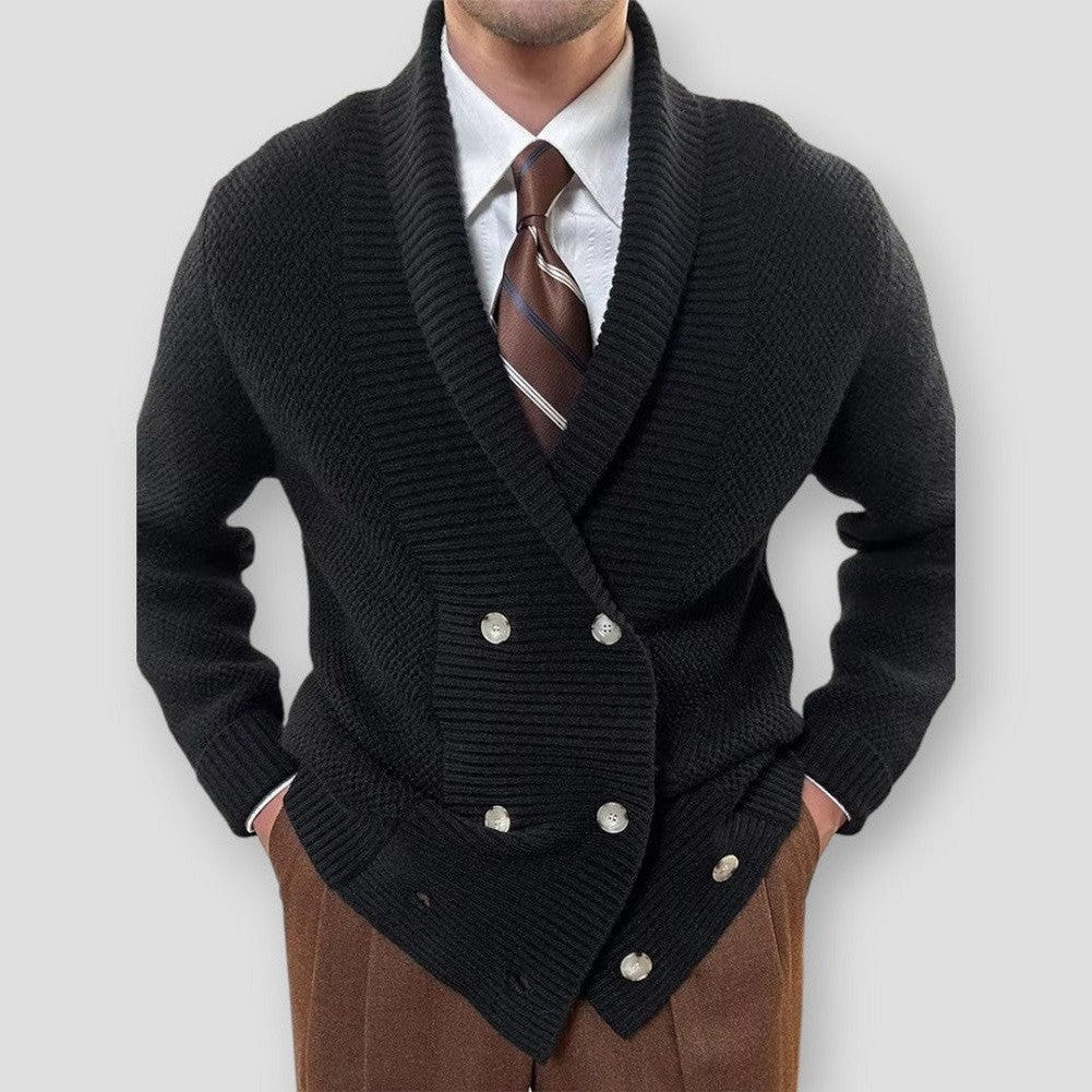 Bengt | Elegant dubbelknäppt stickad cardigan för herr