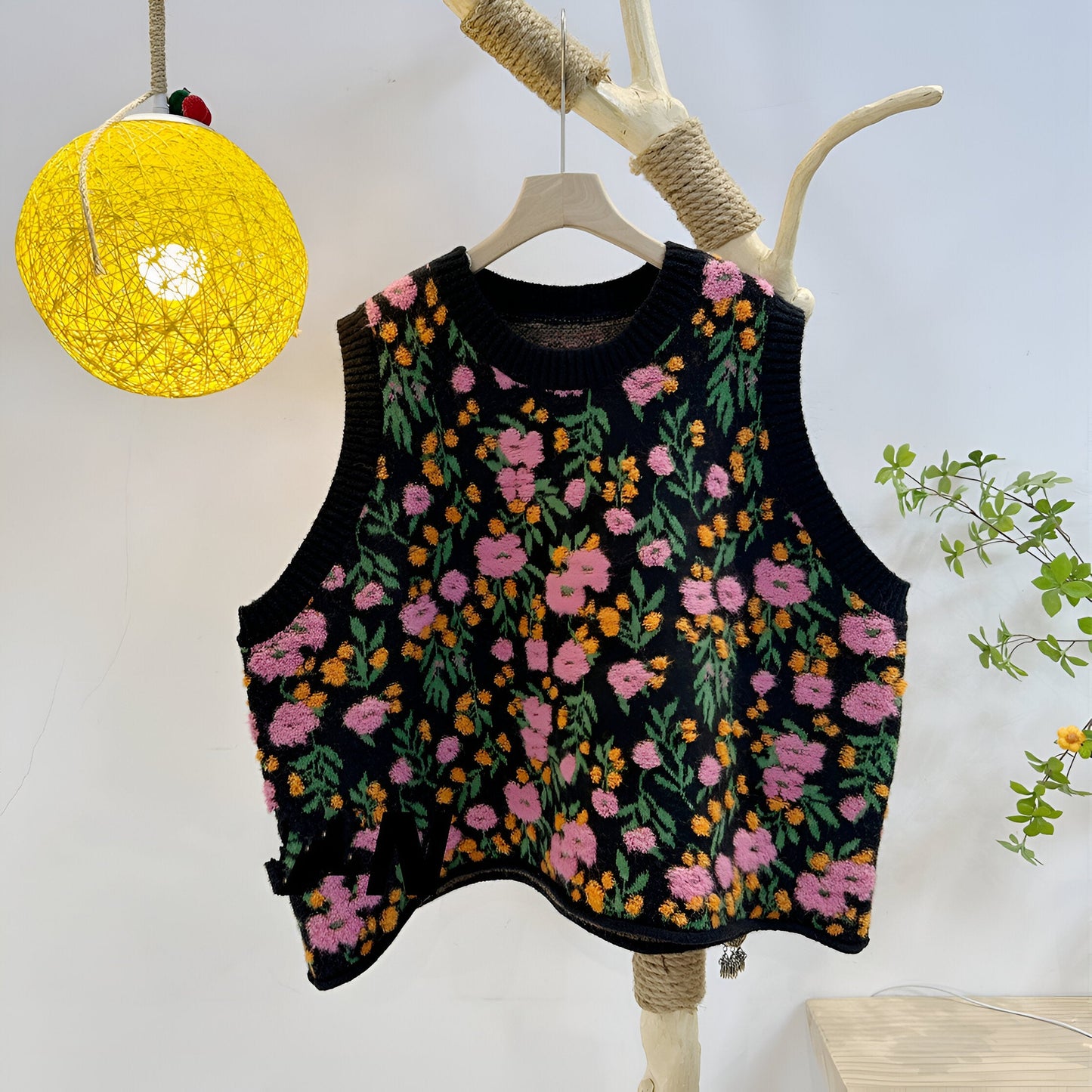 Aiden |Stickad väst i koreansk stil Pink Peach Blossom