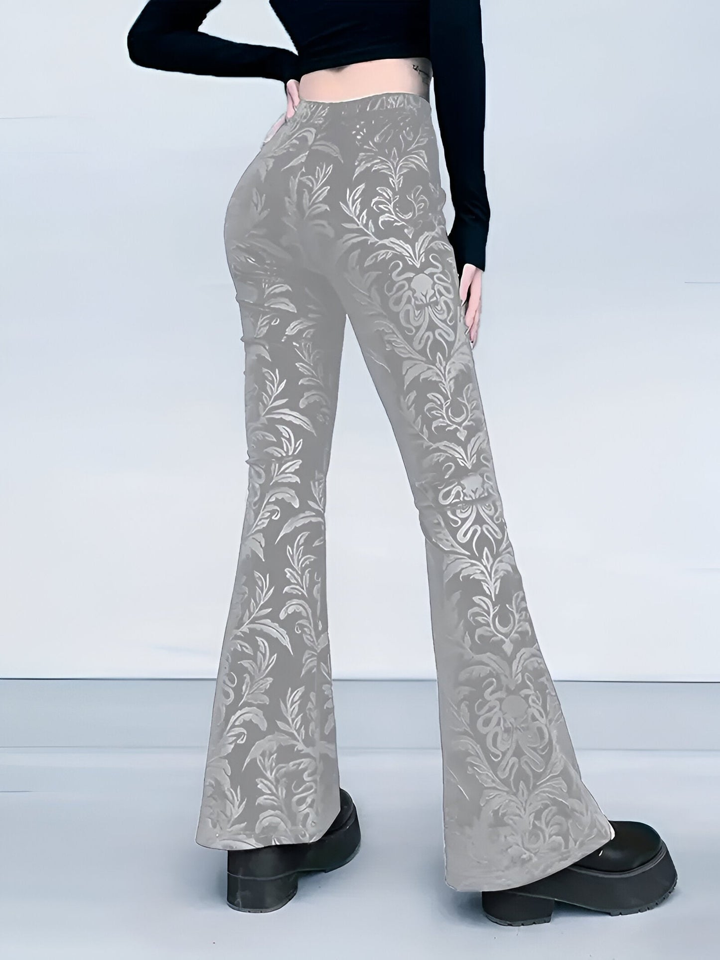 Bianca | Elegant gothisk blommig utsvängd byxa