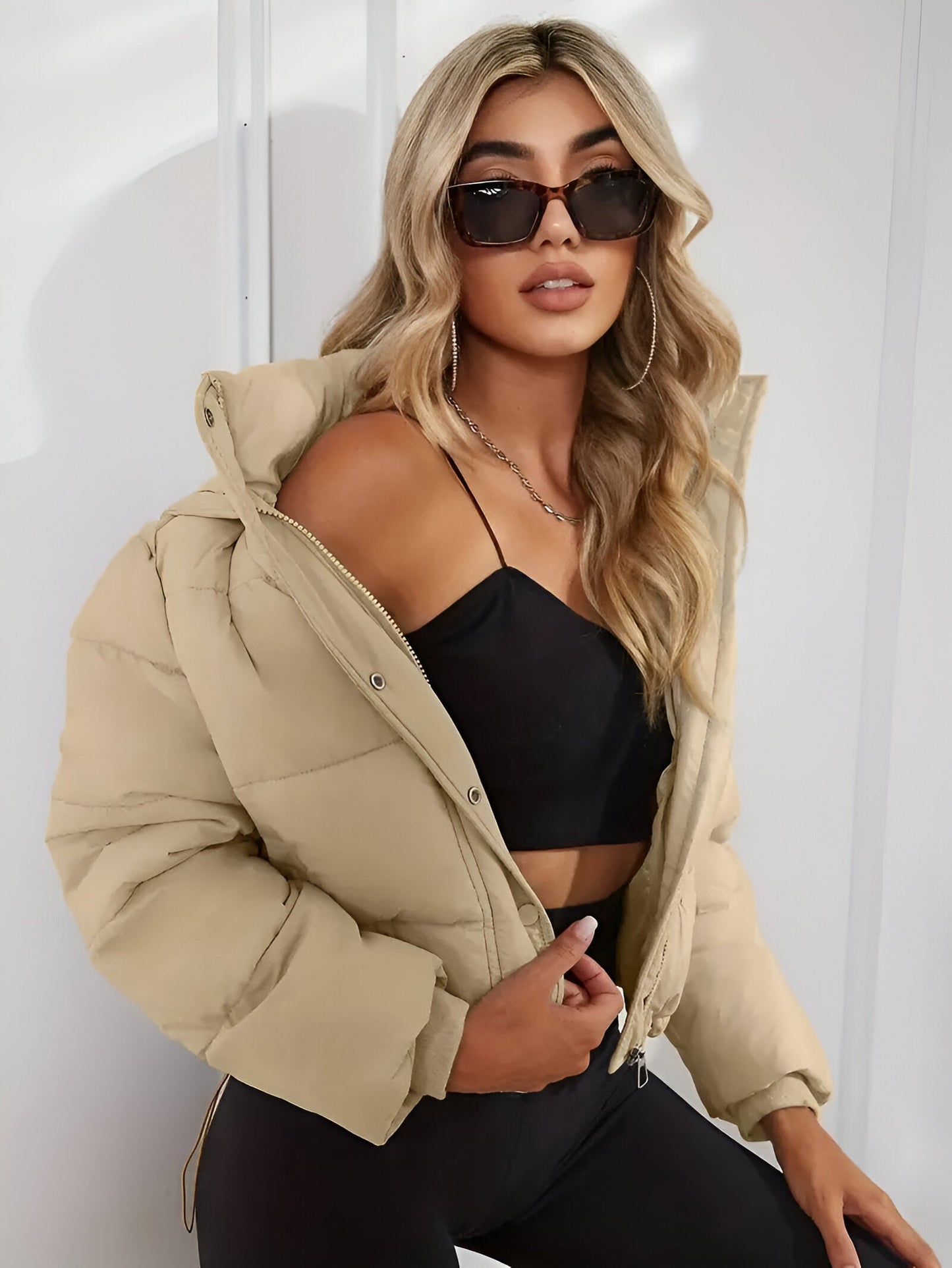 Dana | Pufferjacka med ribbad krage