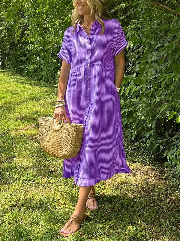 Wilma | Randig Skjortklänning Med Tidlös Elegans