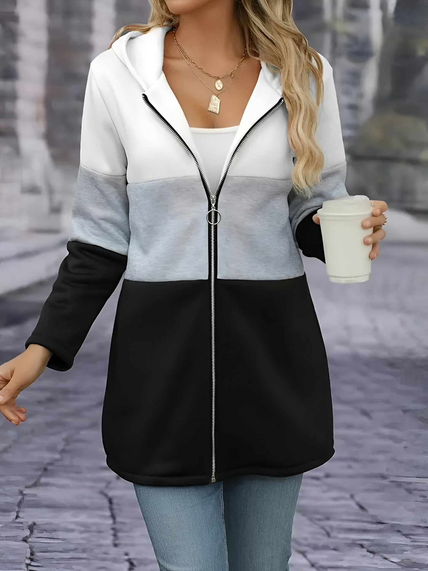 Franziska | Colour Block jacka med huva