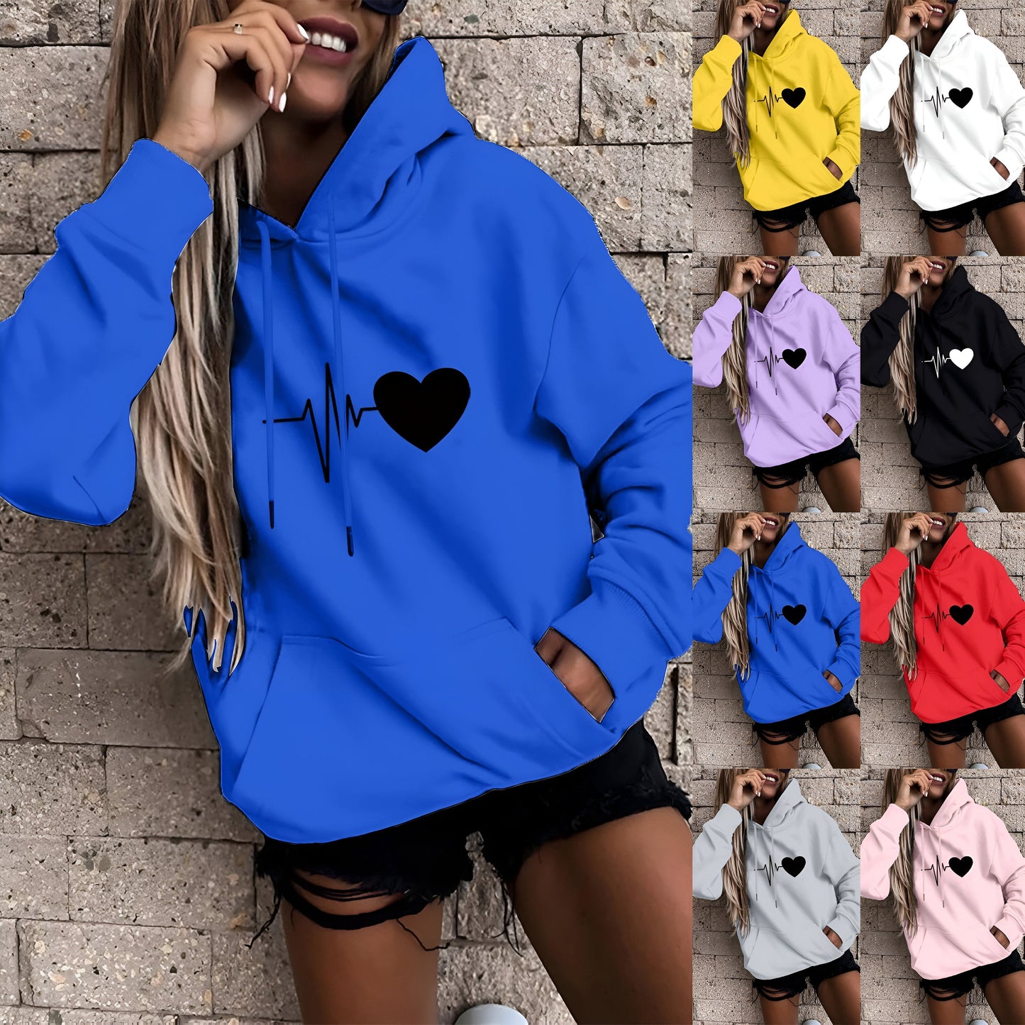 Catherine | Sweatshirt med huvtröja med avslappnat tryck