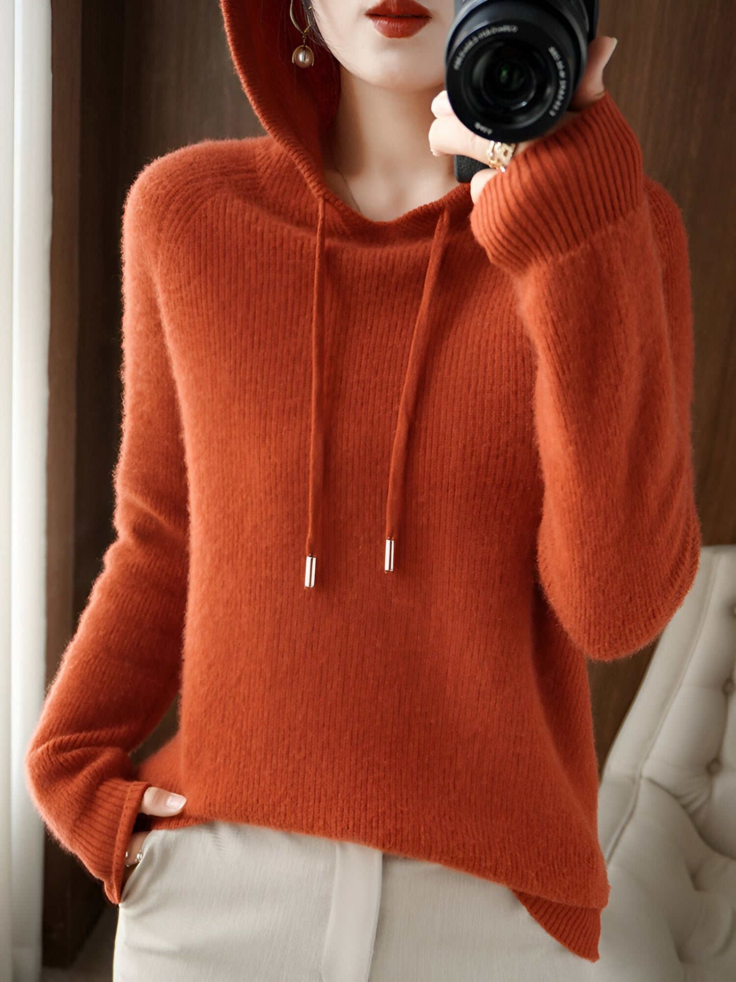 Sina | Mysig kappa med huva och tröja i kashmir- och ullblandning