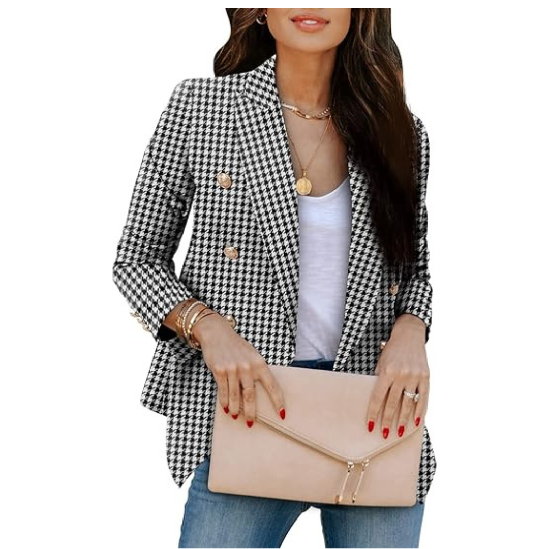 Della | Dubbelknäppt Houndstooth Blazer