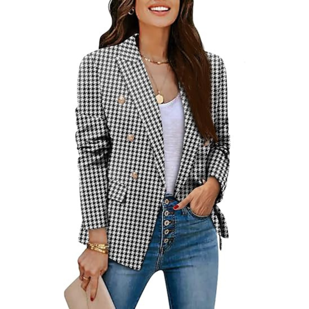 Della | Dubbelknäppt Houndstooth Blazer