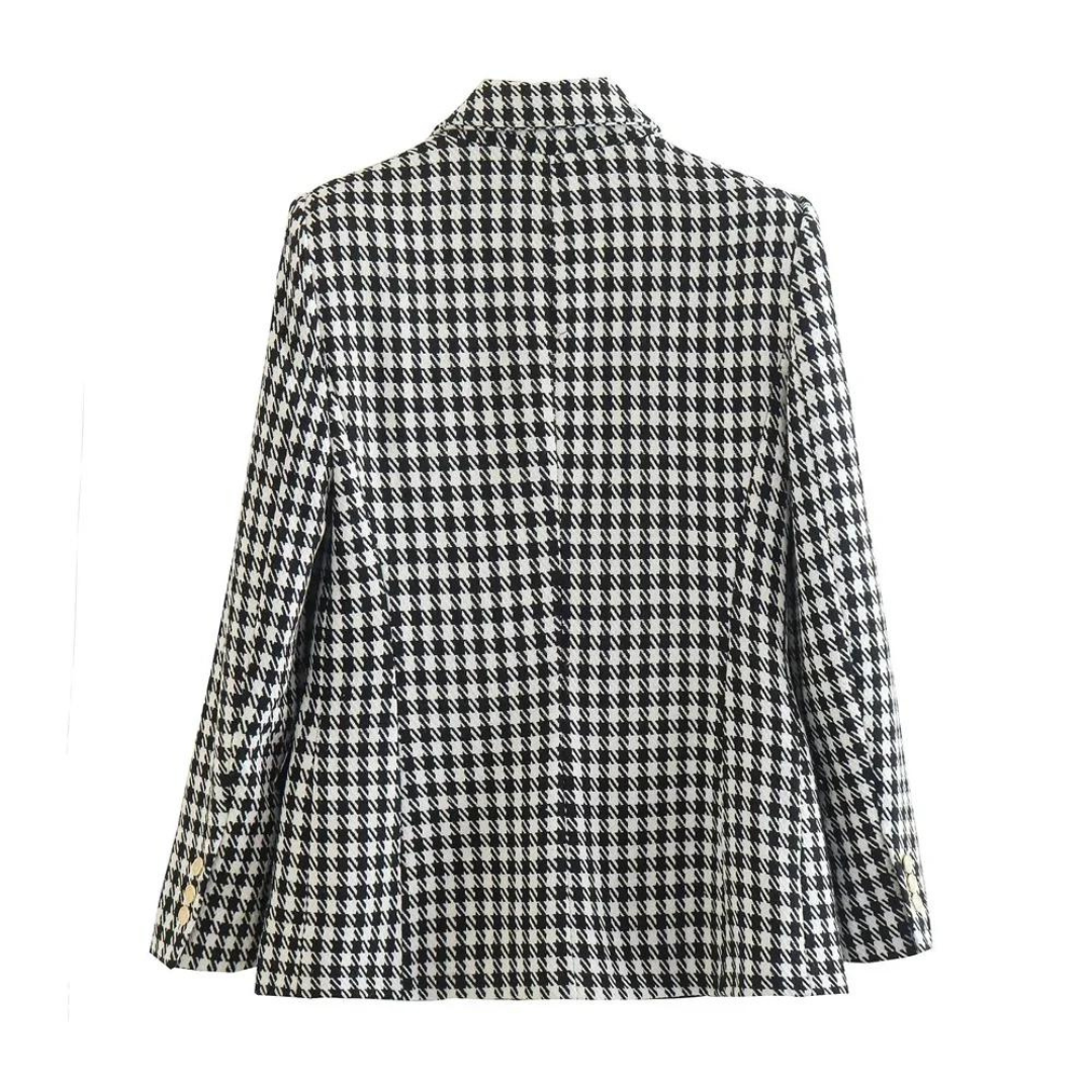 Della | Dubbelknäppt Houndstooth Blazer