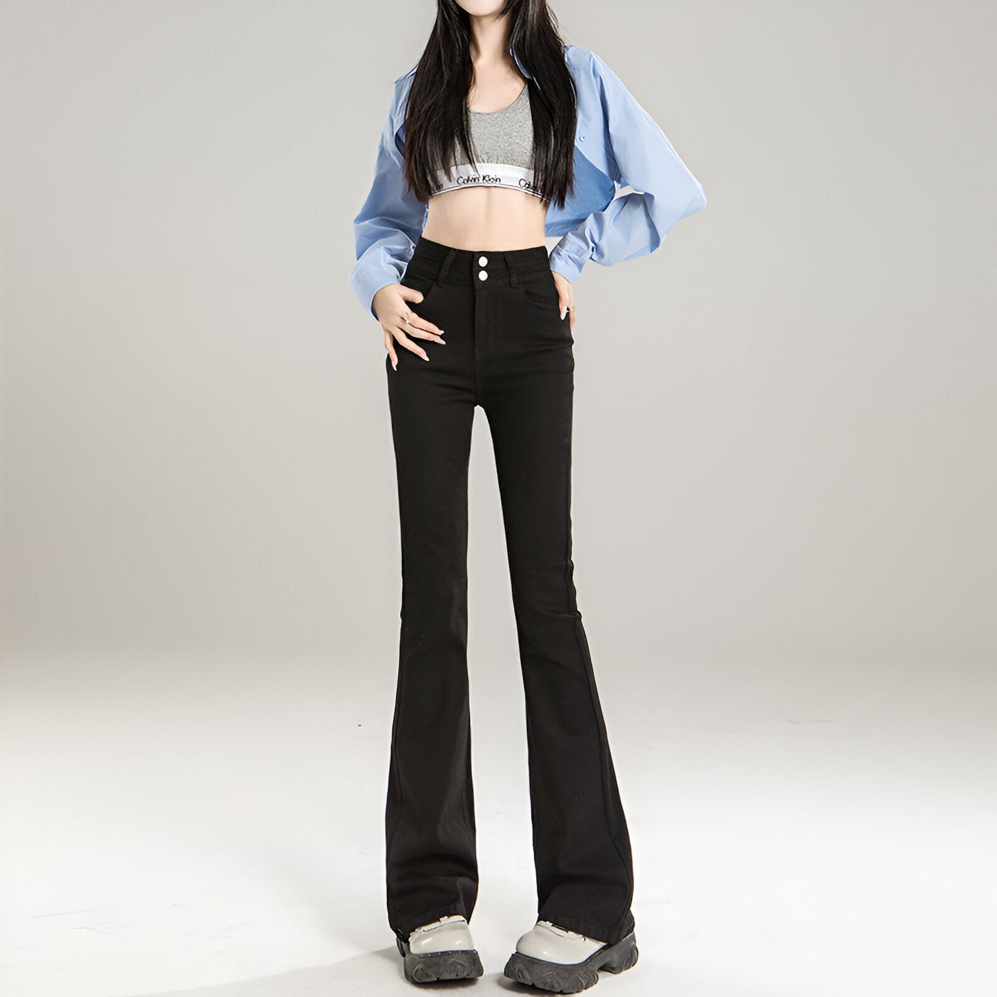 Camila |Flare Stretch Mustache Jeans med hög midja