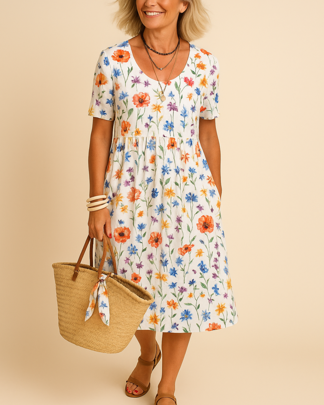 Alva | Stilfull Blommig Klänning Med Fickor