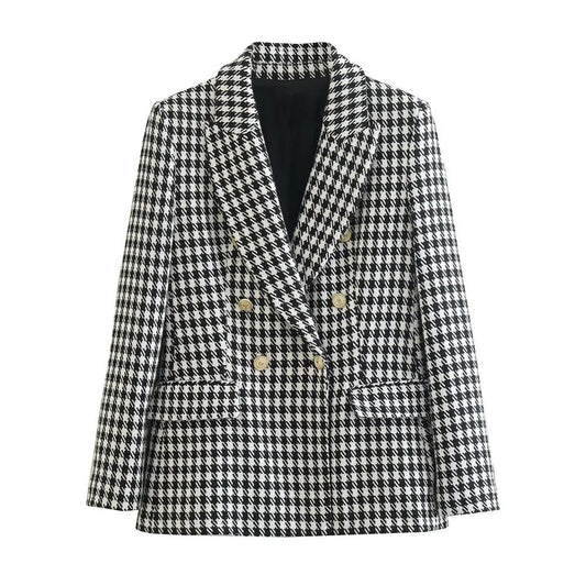 Della | Dubbelknäppt Houndstooth Blazer