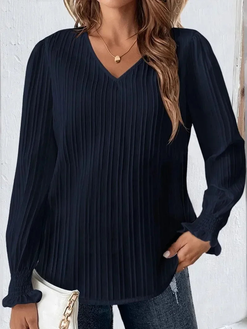 Jessy |Vår och höst plus size T-shirt med V-ringning för kvinnor