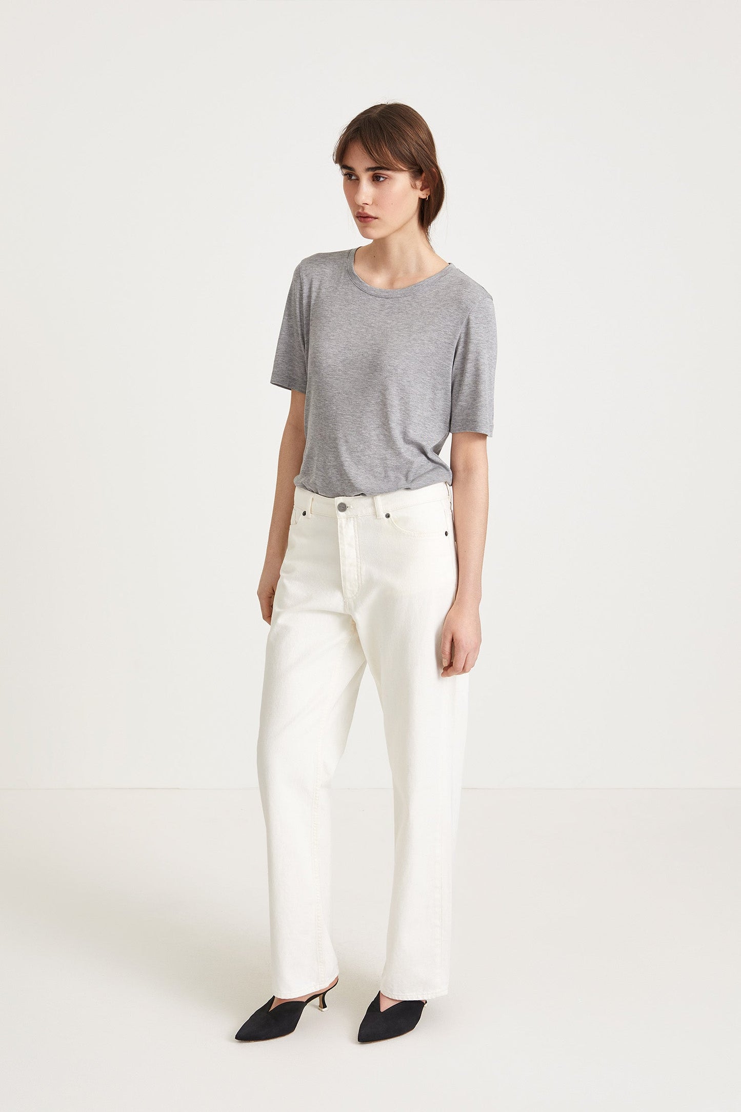 Kim Off-White Lösa Jeans med Medelhög Midja