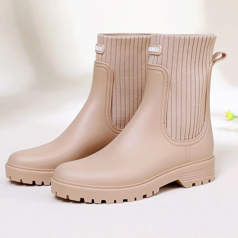 Ingrid | Quiltade Slip-On Gummistövlar med Halksäker Sula