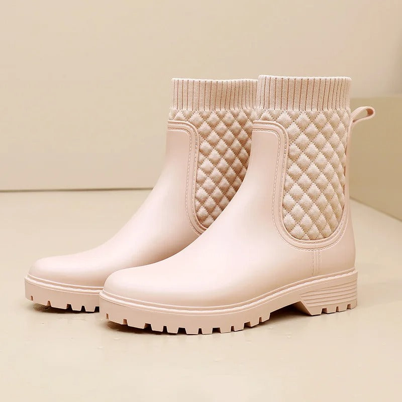 Ingrid | Quiltade Slip-On Gummistövlar med Halksäker Sula