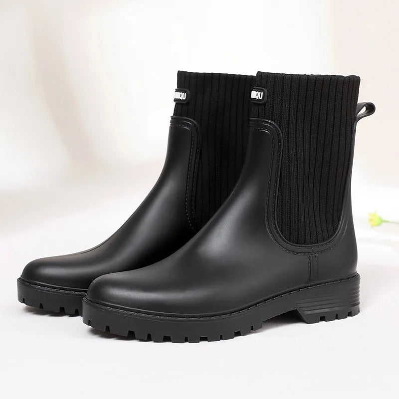 Ingrid | Quiltade Slip-On Gummistövlar med Halksäker Sula
