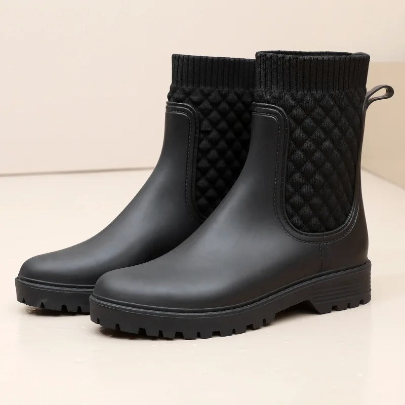 Ingrid | Quiltade Slip-On Gummistövlar med Halksäker Sula