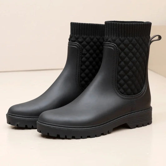 Ingrid | Quiltade Slip-On Gummistövlar med Halksäker Sula