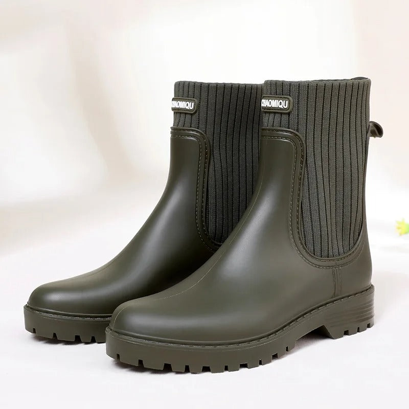 Ingrid | Quiltade Slip-On Gummistövlar med Halksäker Sula