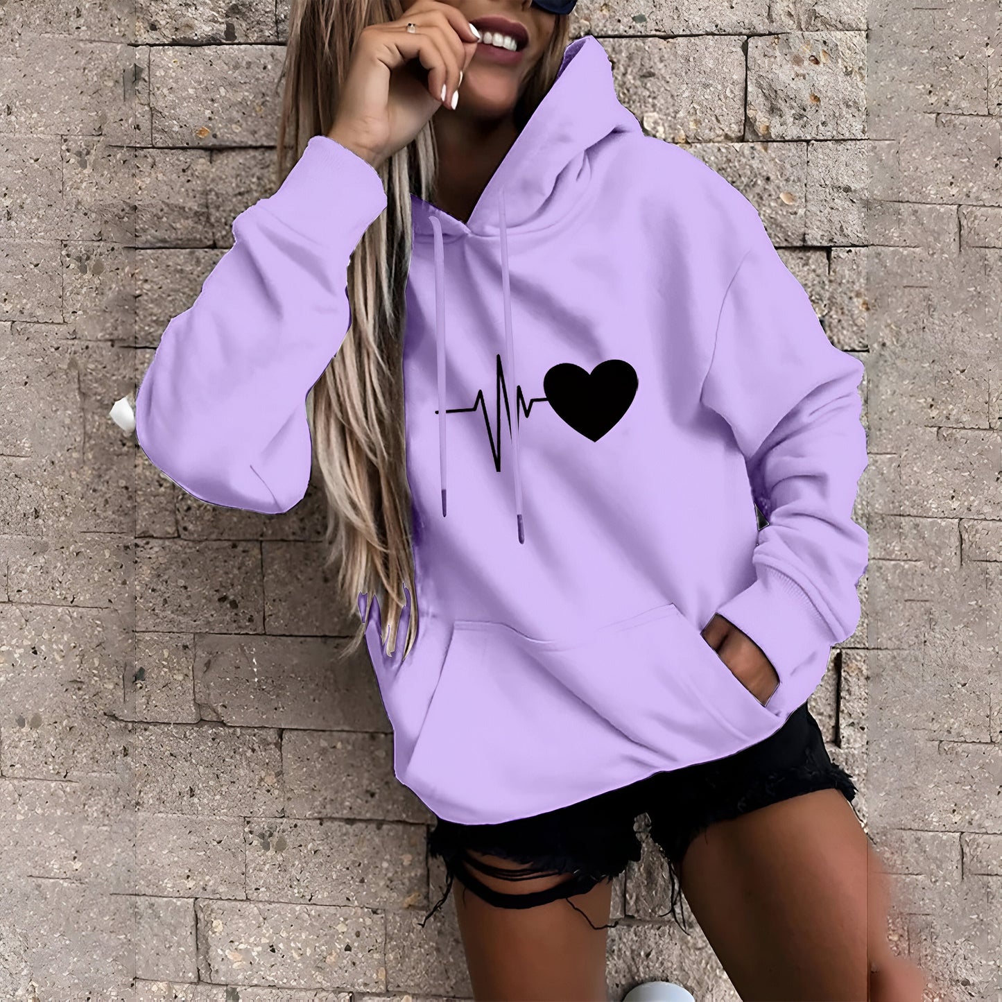 Catherine | Sweatshirt med huvtröja med avslappnat tryck