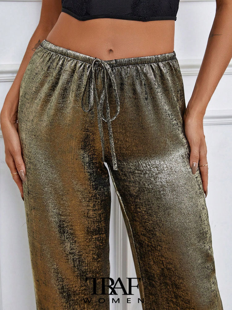 Willa | Traf metallic-byxor för kvinnor