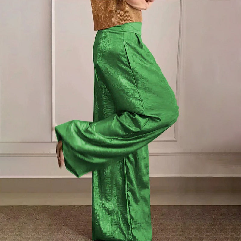 Daria |Vår vintage metallic färg casual byxor för kvinnor