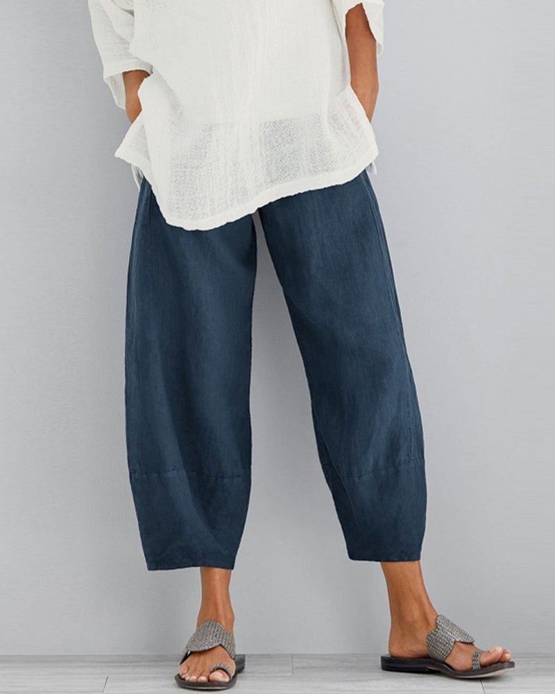 Elias | Lösa Cropped Byxor Med Hög Midja