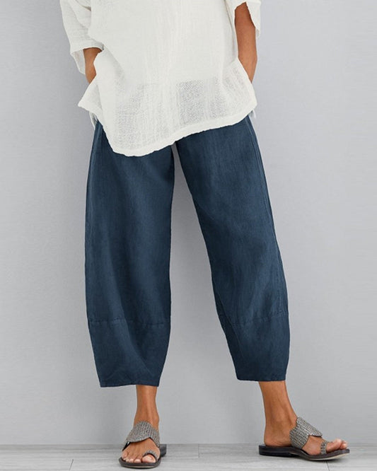 Elias | Lösa Cropped Byxor Med Hög Midja