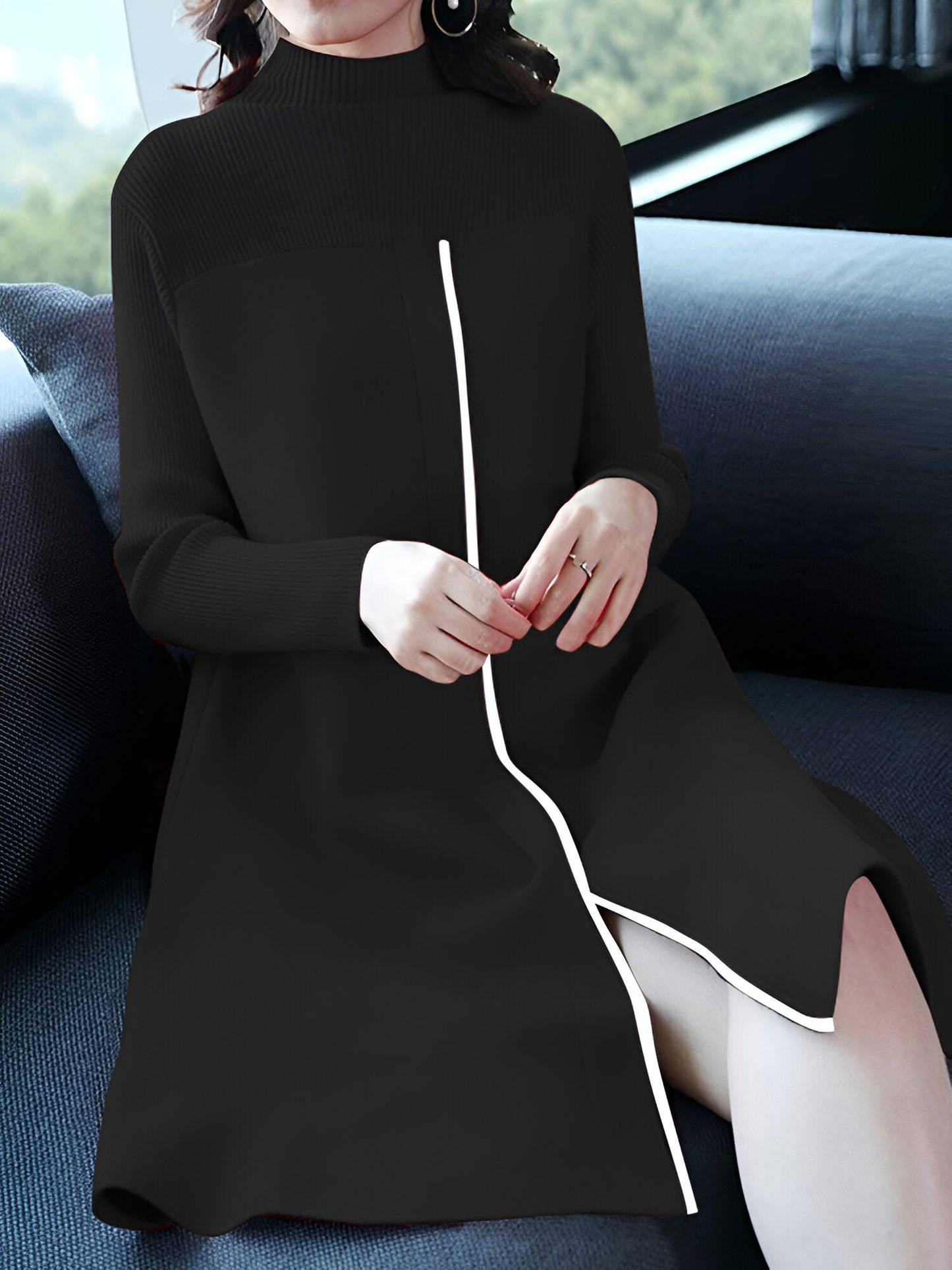 Elfriede |Vintageinspirerad stickad klänning i färgblock