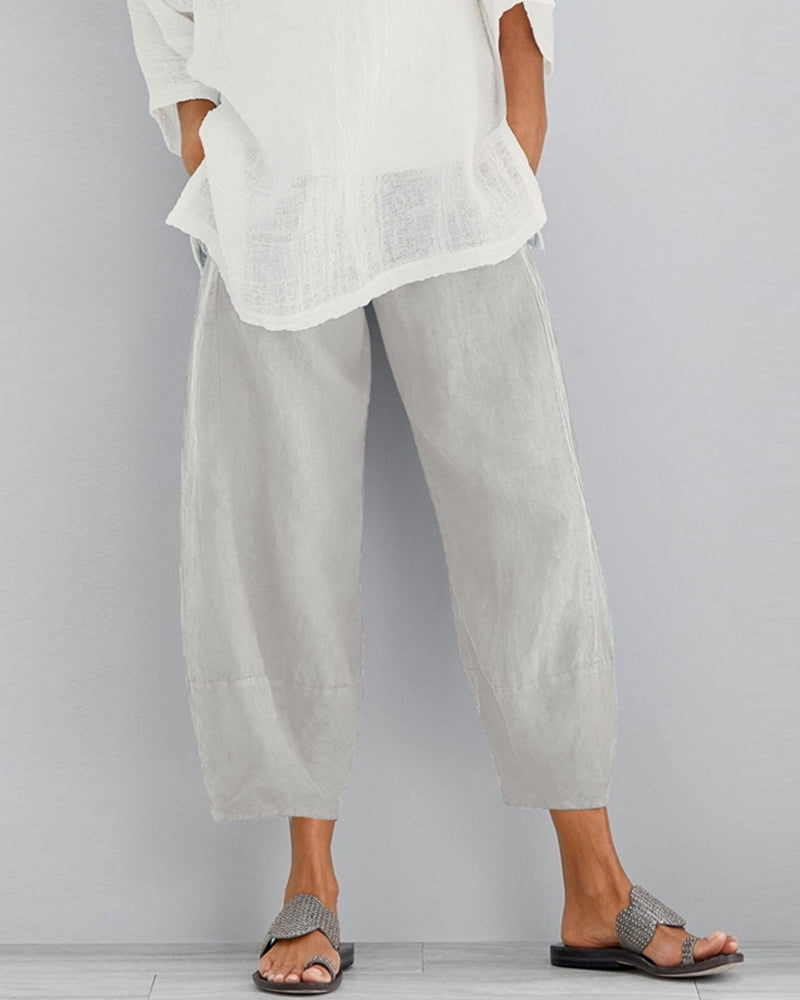 Elias | Lösa Cropped Byxor Med Hög Midja