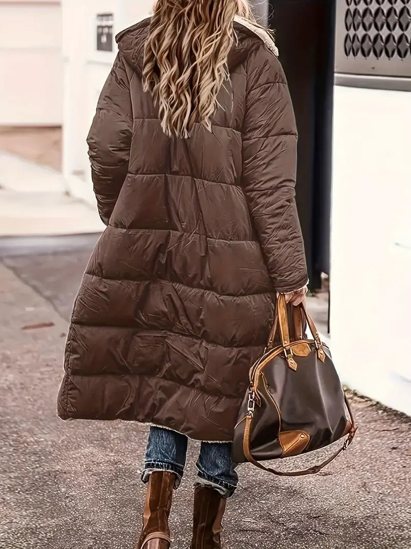 Arin - Dubbelsidig midjelång kofta med huva för kvinnor