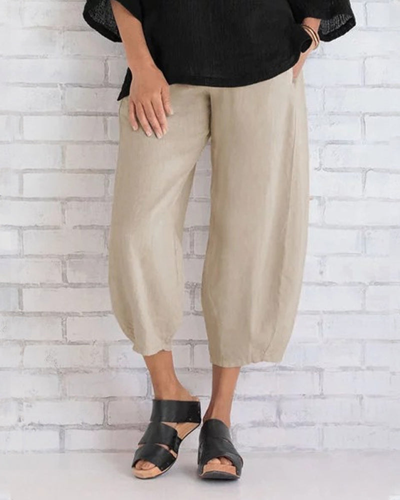 Elias | Lösa Cropped Byxor Med Hög Midja