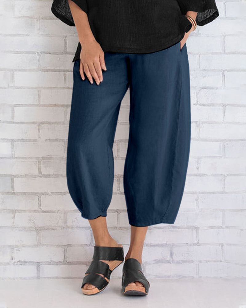 Elias | Lösa Cropped Byxor Med Hög Midja