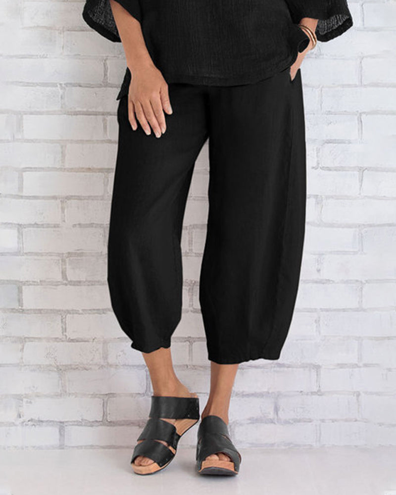 Elias | Lösa Cropped Byxor Med Hög Midja