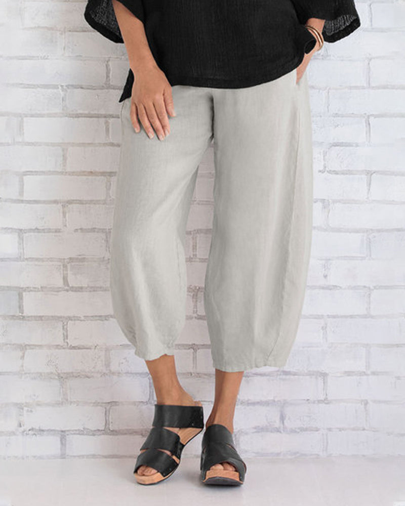 Elias | Lösa Cropped Byxor Med Hög Midja